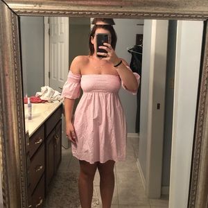 Pink and white striped dress